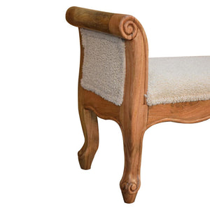 Cream Boucle French Style Bench | Cream Bouclé Upholstery | Artisan-Crafted Design