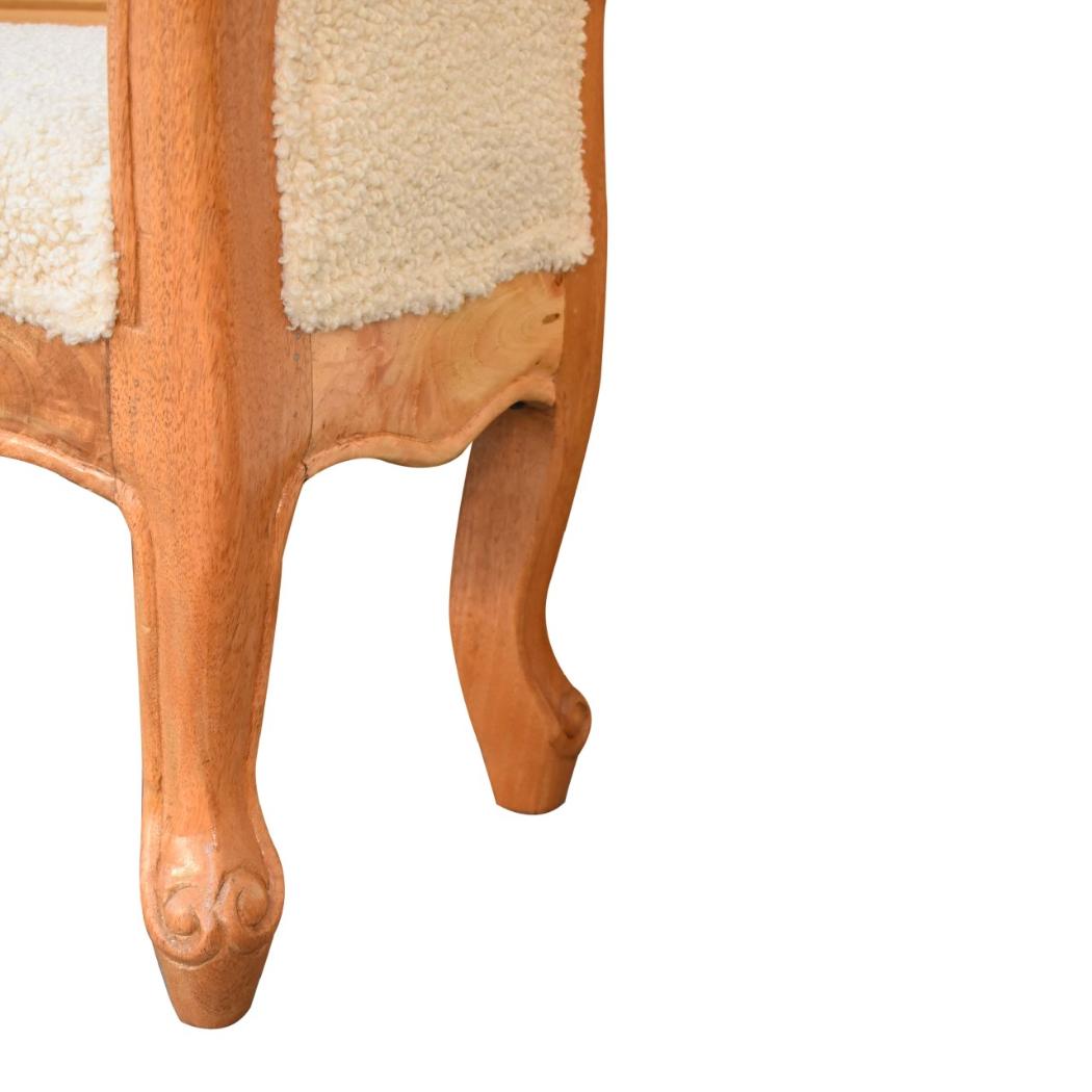 Cream Boucle French Style Bench | Cream Bouclé Upholstery | Artisan-Crafted Design