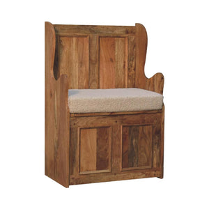 Cream Bouclé Mini Monks Bench | Upholstered Accent Seat | Compact Bedroom Bench
