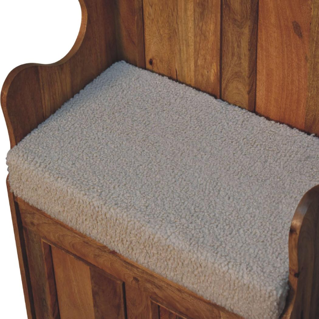 Cream Bouclé Mini Monks Bench | Upholstered Accent Seat | Compact Bedroom Bench
