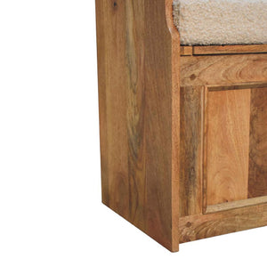 Cream Bouclé Mini Monks Bench | Upholstered Accent Seat | Compact Bedroom Bench