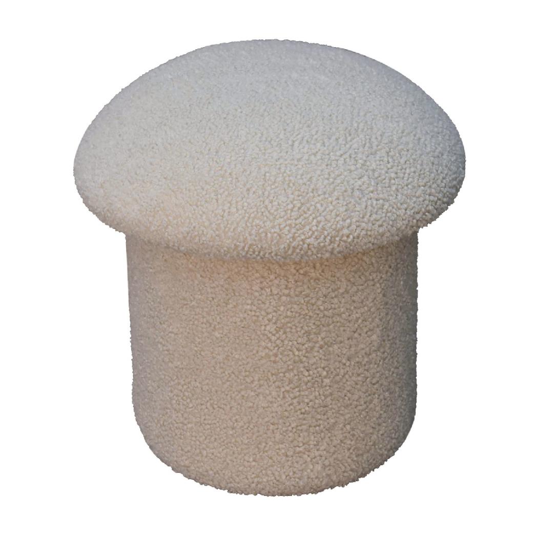 Cream Bouclé Mushroom Footstool | Rounded Upholstered Stool | Soft Neutral Accent