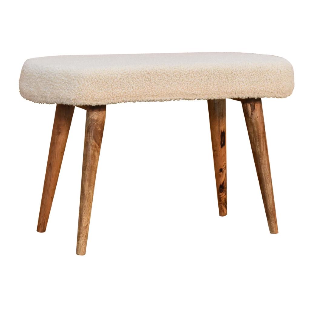 Cream Boucle Nordic Bench | Cream Bouclé Upholstery | Artisan-Crafted Design