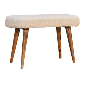 Cream Boucle Nordic Bench | Cream Bouclé Upholstery | Artisan-Crafted Design