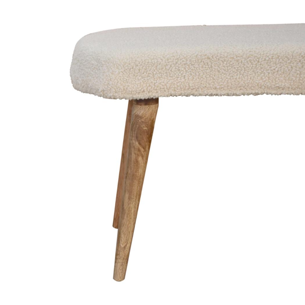 Cream Boucle Nordic Bench | Cream Bouclé Upholstery | Artisan-Crafted Design