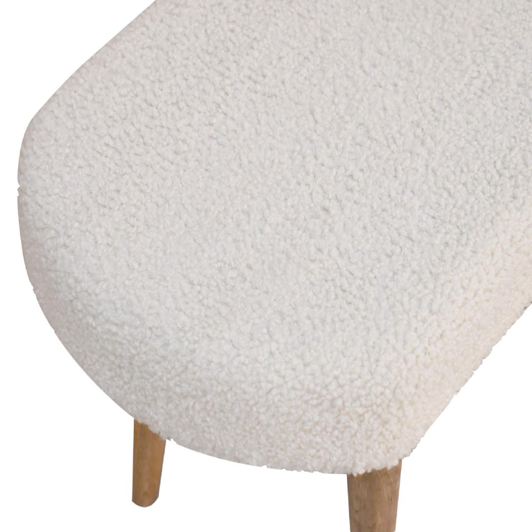 Cream Boucle Nordic Bench | Cream Bouclé Upholstery | Artisan-Crafted Design