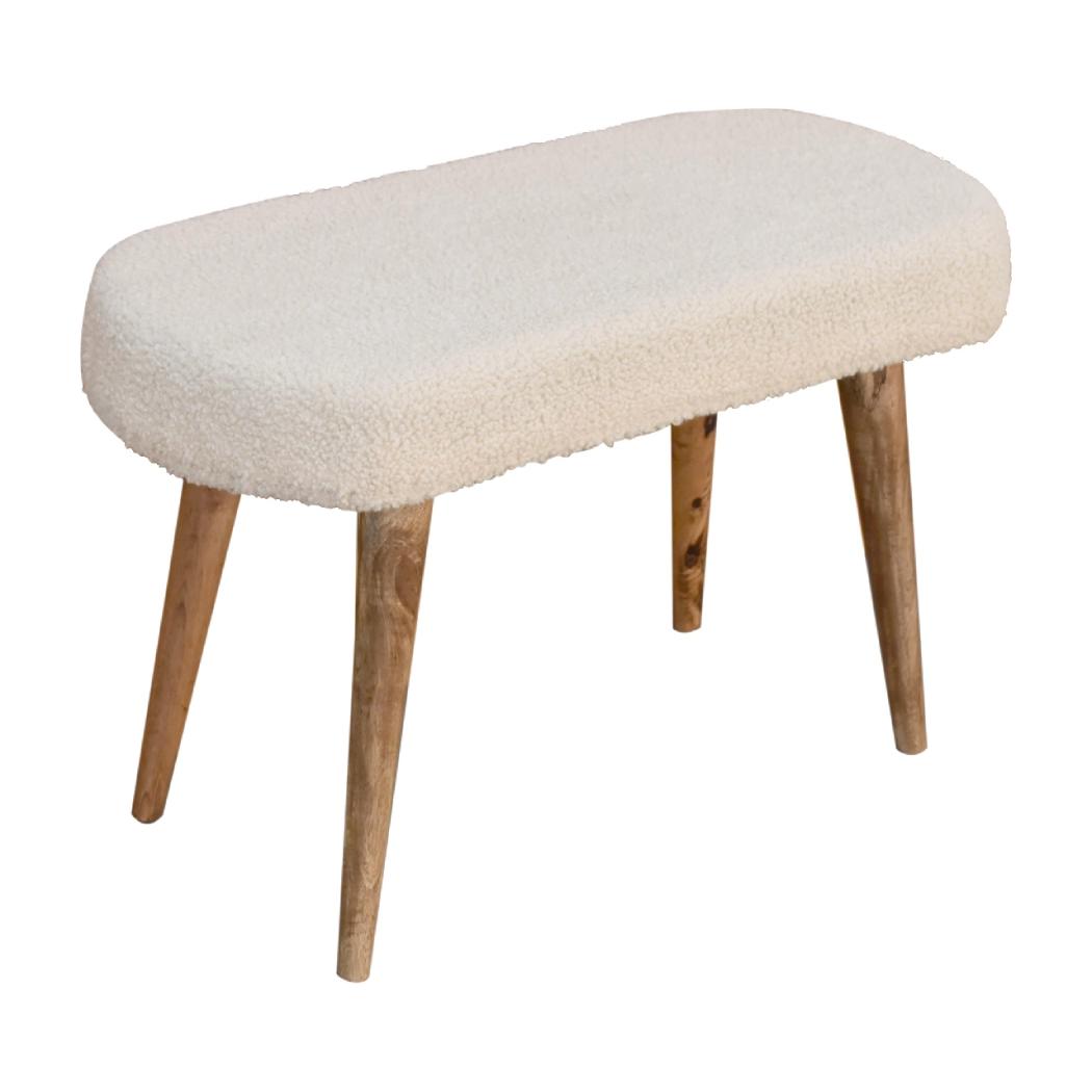 Cream Boucle Nordic Bench | Cream Bouclé Upholstery | Artisan-Crafted Design