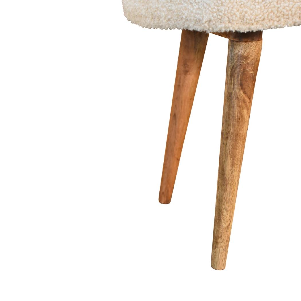 Cream Boucle Nordic Bench | Cream Bouclé Upholstery | Artisan-Crafted Design