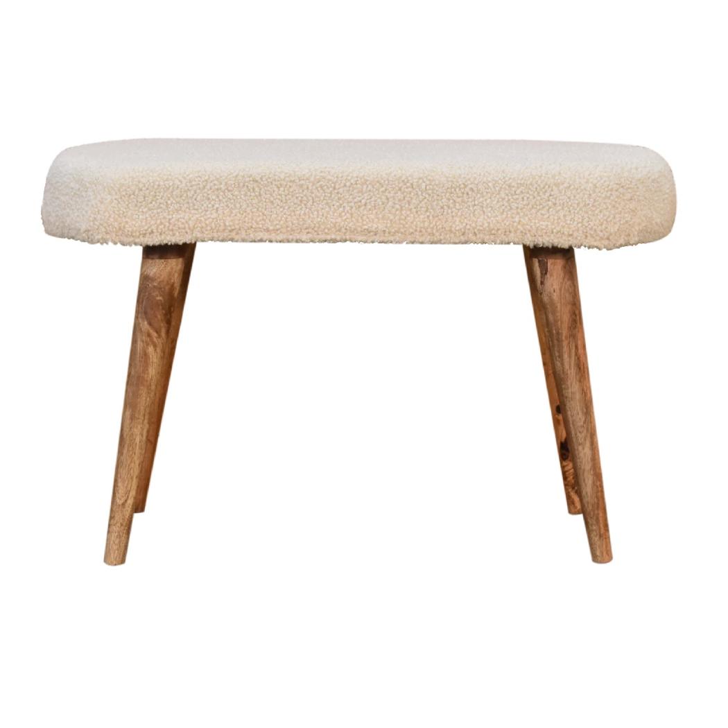 Cream Boucle Nordic Bench | Cream Bouclé Upholstery | Artisan-Crafted Design