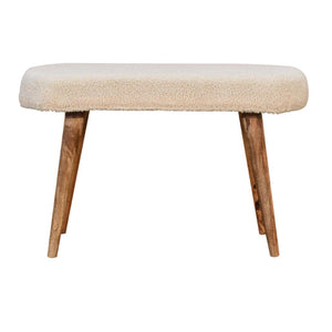 Cream Boucle Nordic Bench | Cream Bouclé Upholstery | Artisan-Crafted Design
