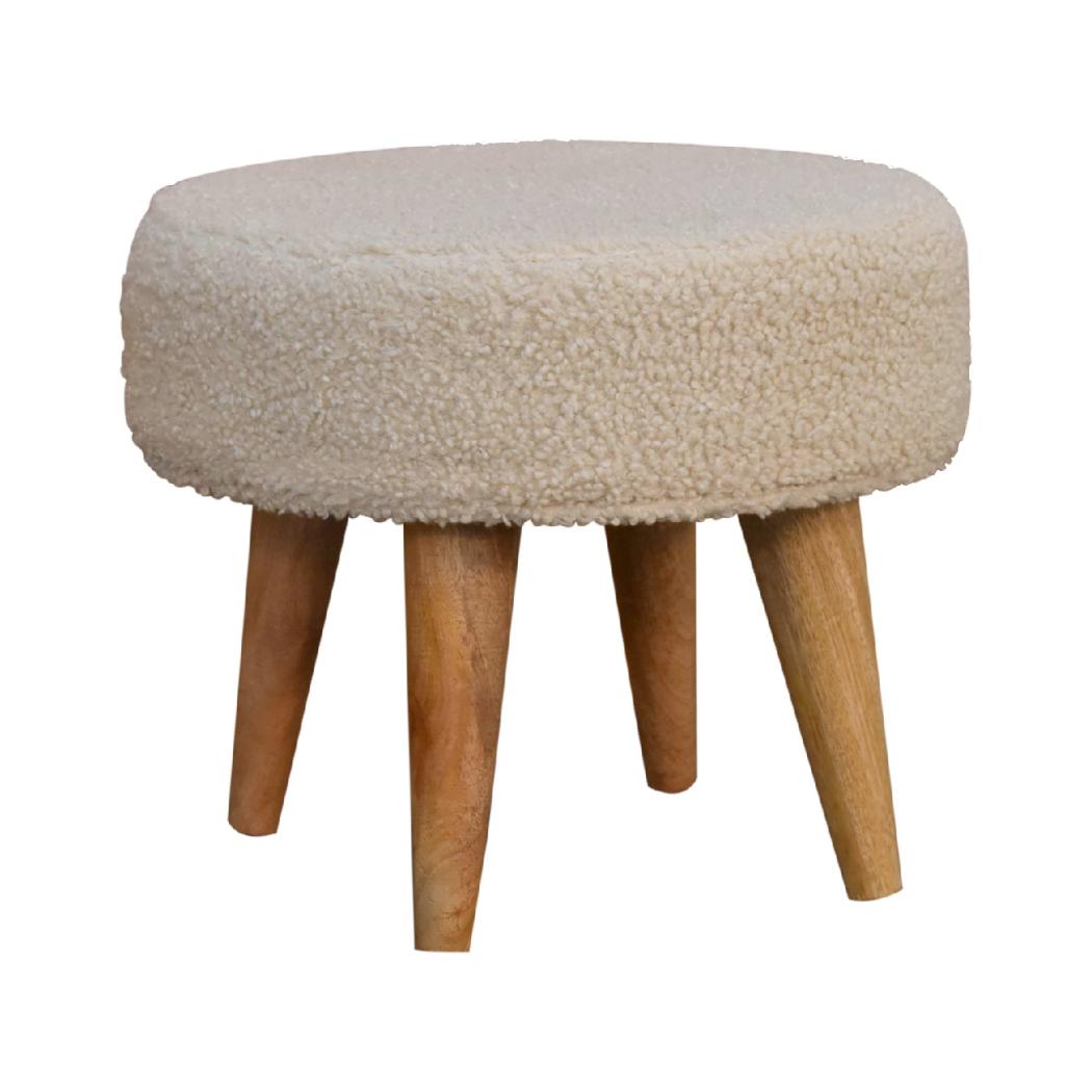 Cream Boucle Petite Footstool | Cream Bouclé Upholstery | Compact Design