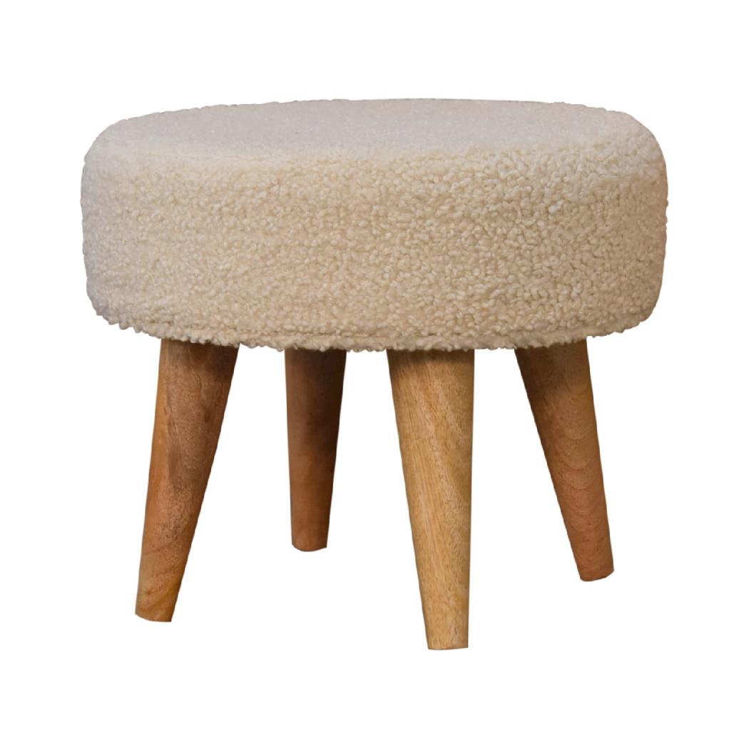 Cream Boucle Petite Footstool | Cream Bouclé Upholstery | Compact Design