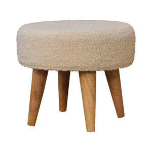 Cream Boucle Petite Footstool | Cream Bouclé Upholstery | Compact Design