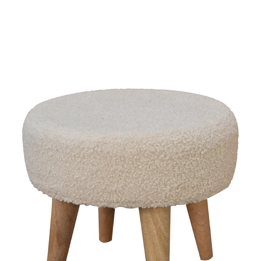 Cream Boucle Petite Footstool | Cream Bouclé Upholstery | Compact Design