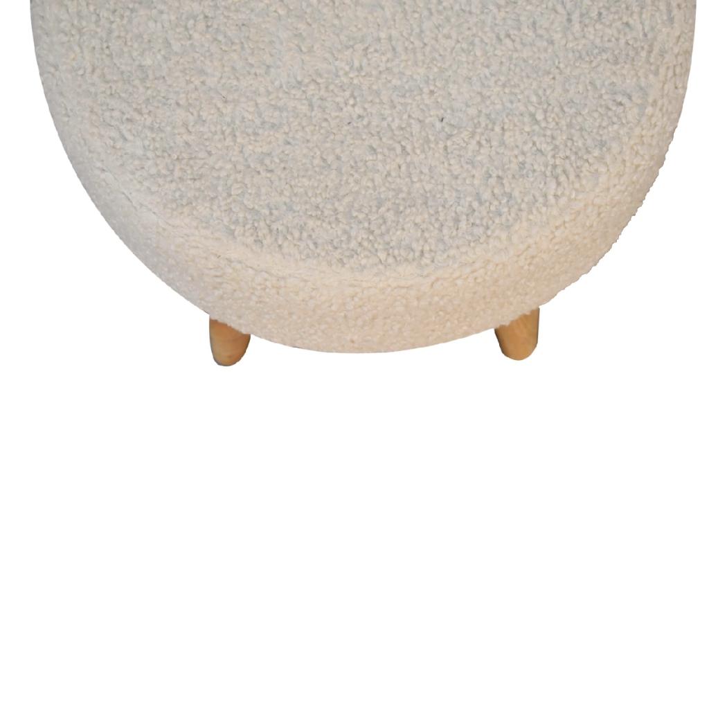 Cream Boucle Petite Footstool | Cream Bouclé Upholstery | Compact Design