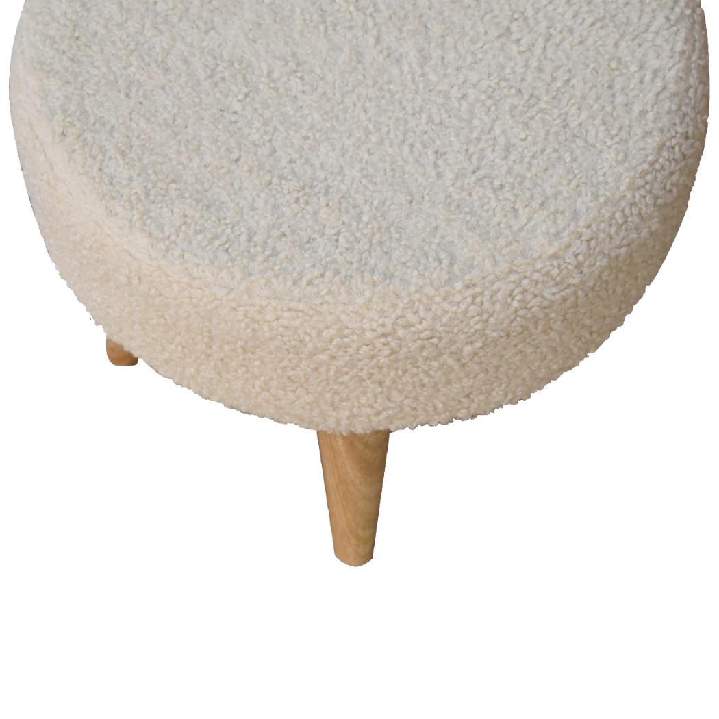 Cream Boucle Petite Footstool | Cream Bouclé Upholstery | Compact Design