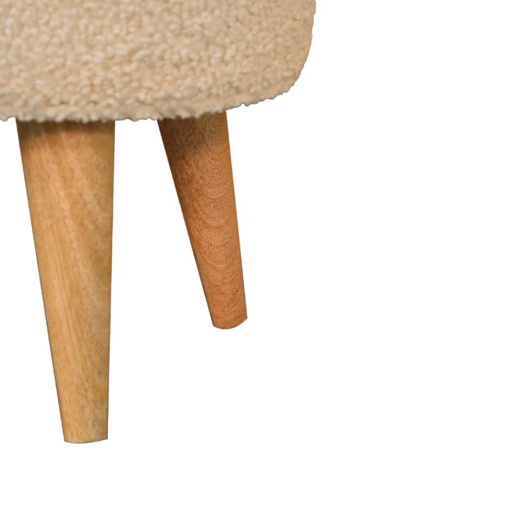 Cream Boucle Petite Footstool | Cream Bouclé Upholstery | Compact Design