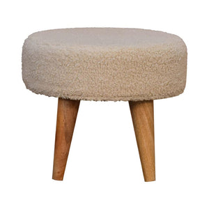 Cream Boucle Petite Footstool | Cream Bouclé Upholstery | Compact Design