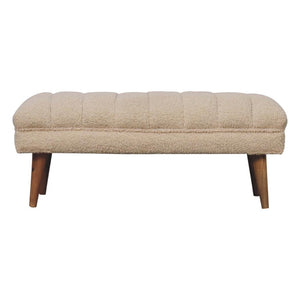 Cream Bouclé Puffer Bench | Plush Upholstered Seating | Contemporary Design