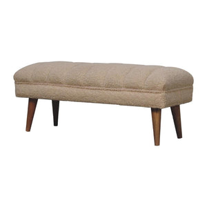 Cream Bouclé Puffer Bench | Plush Upholstered Seating | Contemporary Design