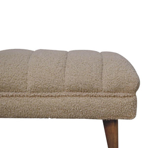 Cream Bouclé Puffer Bench | Plush Upholstered Seating | Contemporary Design