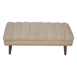 Cream Bouclé Puffer Bench | Plush Upholstered Seating | Contemporary Design