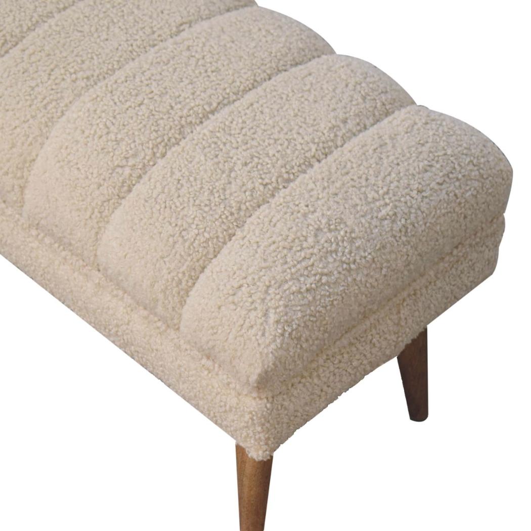 Cream Bouclé Puffer Bench | Plush Upholstered Seating | Contemporary Design