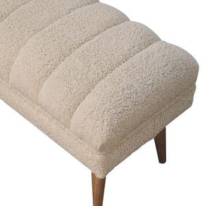 Cream Bouclé Puffer Bench | Plush Upholstered Seating | Contemporary Design
