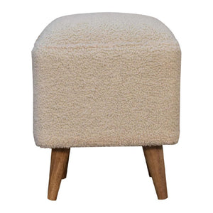 Cream Boucle Squoval Bench | Cream Bouclé Upholstery | Sculptural Curved Design