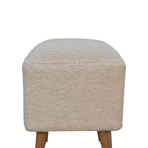 Cream Boucle Squoval Bench | Cream Bouclé Upholstery | Sculptural Curved Design