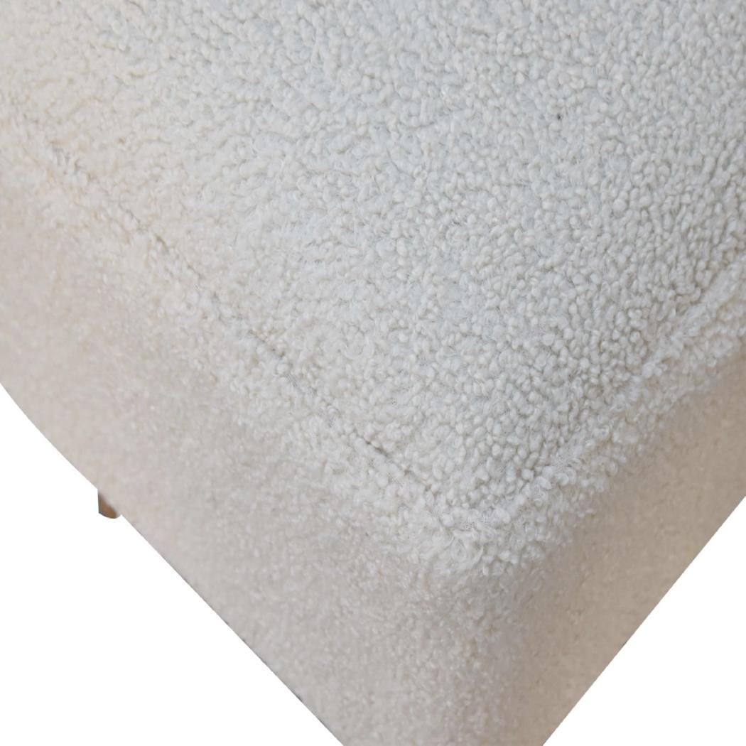 Cream Boucle Squoval Bench | Cream Bouclé Upholstery | Sculptural Curved Design
