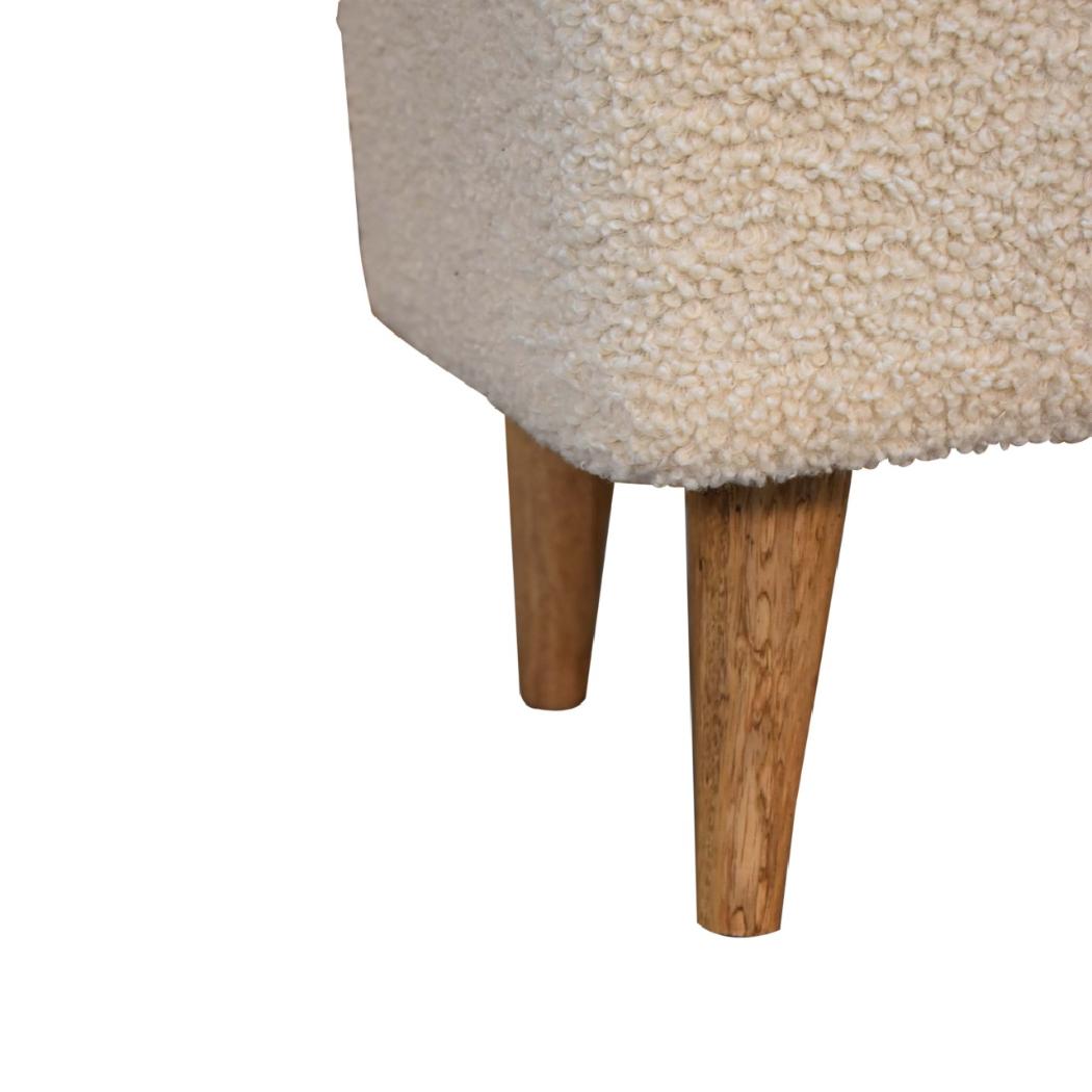 Cream Boucle Squoval Bench | Cream Bouclé Upholstery | Sculptural Curved Design