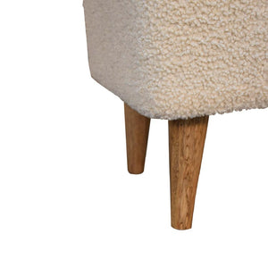 Cream Boucle Squoval Bench | Cream Bouclé Upholstery | Sculptural Curved Design