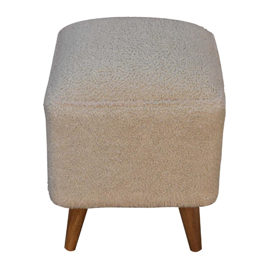 Cream Boucle Squoval Bench | Cream Bouclé Upholstery | Sculptural Curved Design