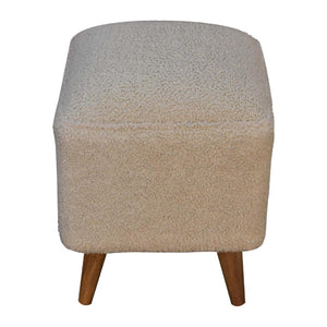 Cream Boucle Squoval Bench | Cream Bouclé Upholstery | Sculptural Curved Design