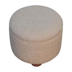 Cream Bouclé Storage Footstool | Hidden Storage Ottoman | Soft Neutral Upholstery