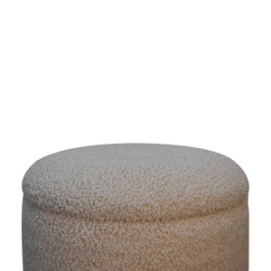 Cream Bouclé Storage Footstool | Hidden Storage Ottoman | Soft Neutral Upholstery