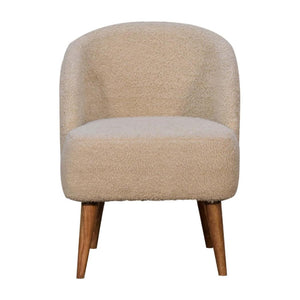 Cream Bouclé Tub Chair | Curved Upholstered Accent Chair | Living Room Seating