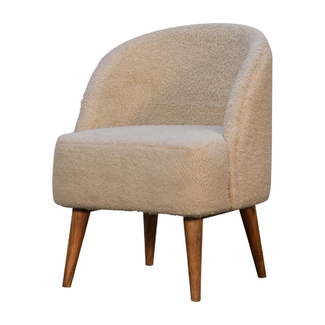 Cream Bouclé Tub Chair | Curved Upholstered Accent Chair | Living Room Seating