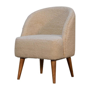 Cream Bouclé Tub Chair | Curved Upholstered Accent Chair | Living Room Seating