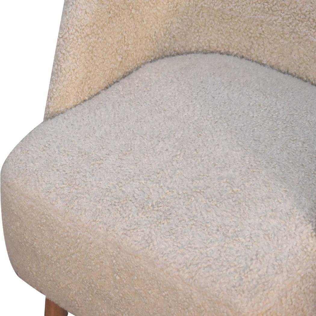 Cream Bouclé Tub Chair | Curved Upholstered Accent Chair | Living Room Seating