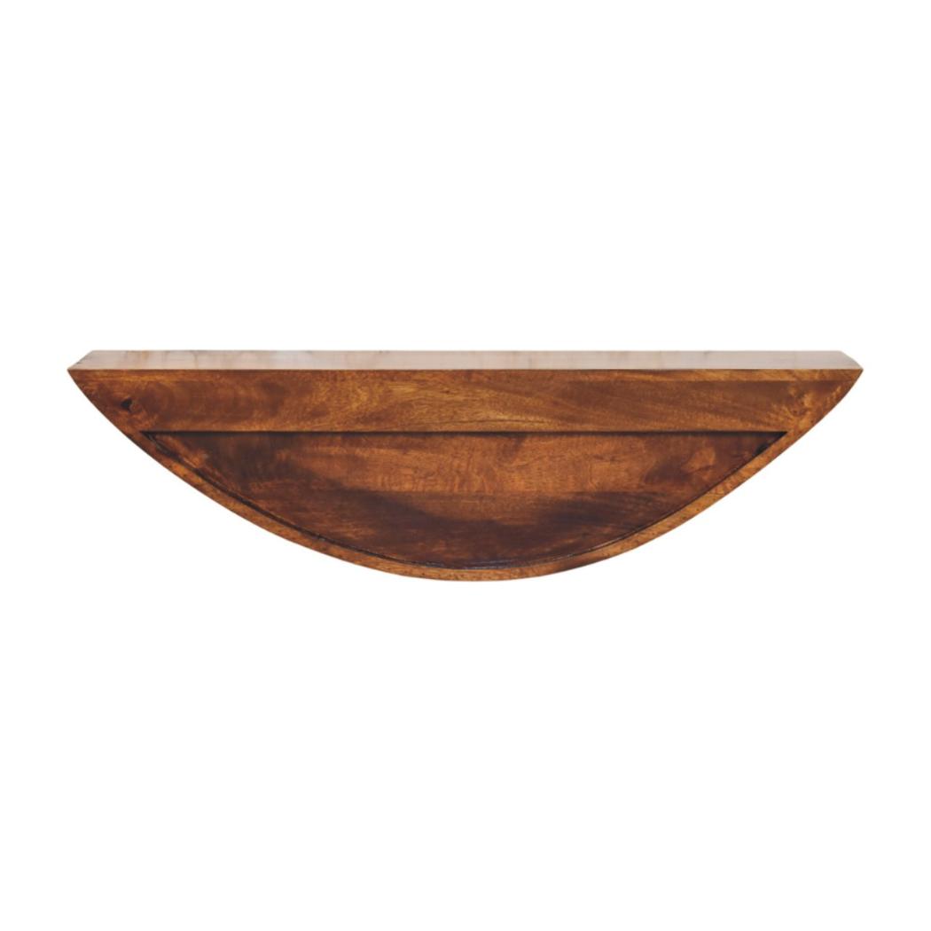 Crescent Floating Wall Shelf | Solid Mango Wood | Curved Display Ledge