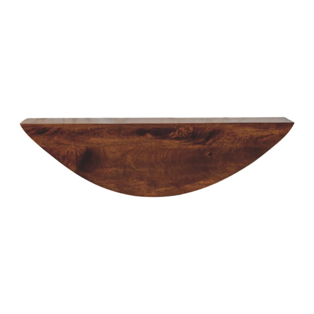 Crescent Floating Wall Shelf | Solid Mango Wood | Curved Display Ledge