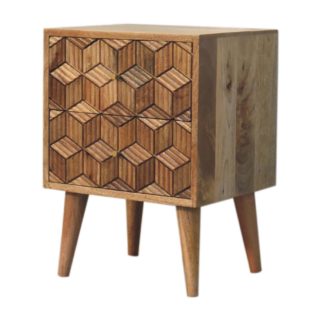 Cubana Bedside | Solid Mango Wood | Natural Wood Finish | Artisan-Crafted Design