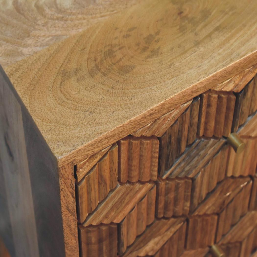 Cubana Bedside | Solid Mango Wood | Natural Wood Finish | Artisan-Crafted Design