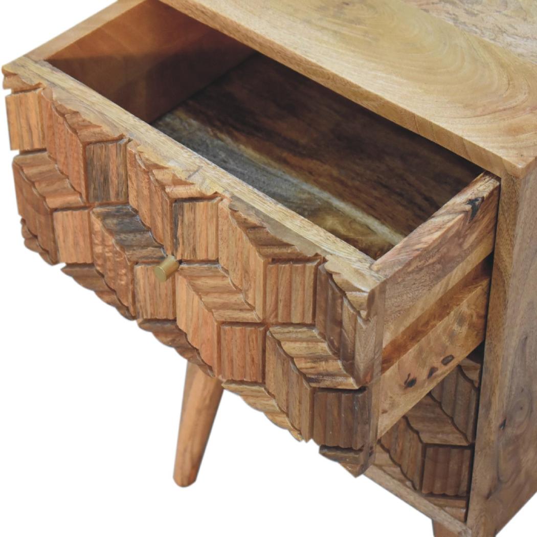 Cubana Bedside | Solid Mango Wood | Natural Wood Finish | Artisan-Crafted Design