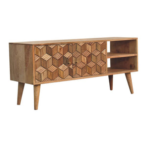Cubana Media Unit | Solid Mango Wood | Natural Wood Finish | Artisan-Crafted Design