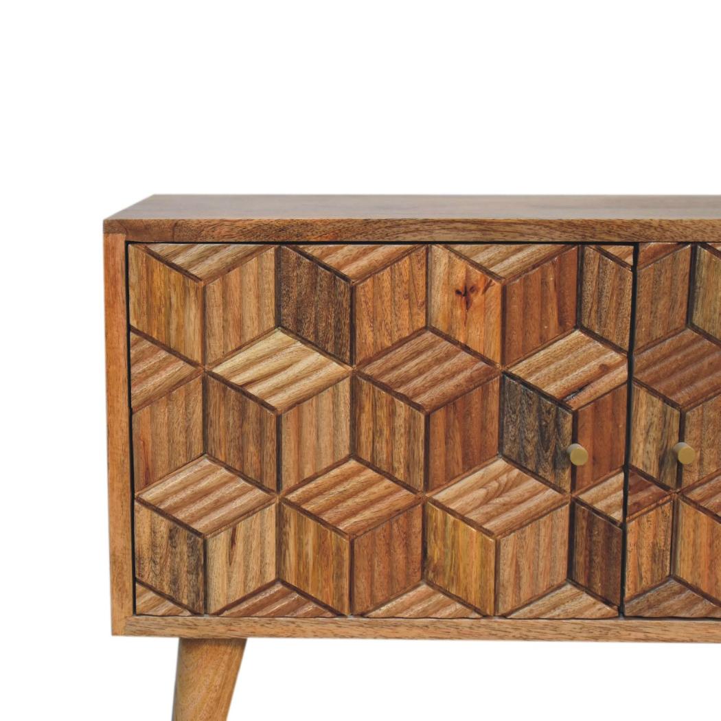 Cubana Media Unit | Solid Mango Wood | Natural Wood Finish | Artisan-Crafted Design