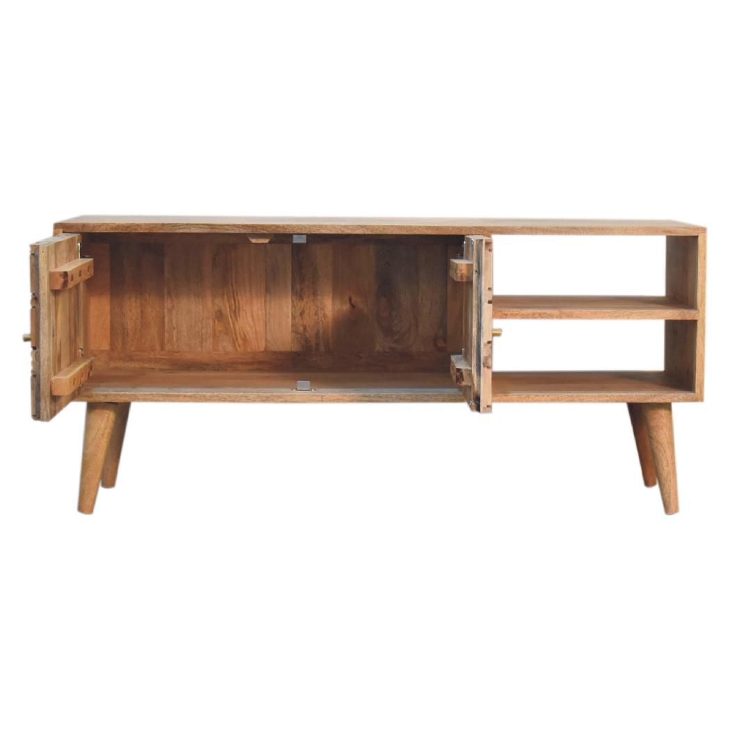 Cubana Media Unit | Solid Mango Wood | Natural Wood Finish | Artisan-Crafted Design