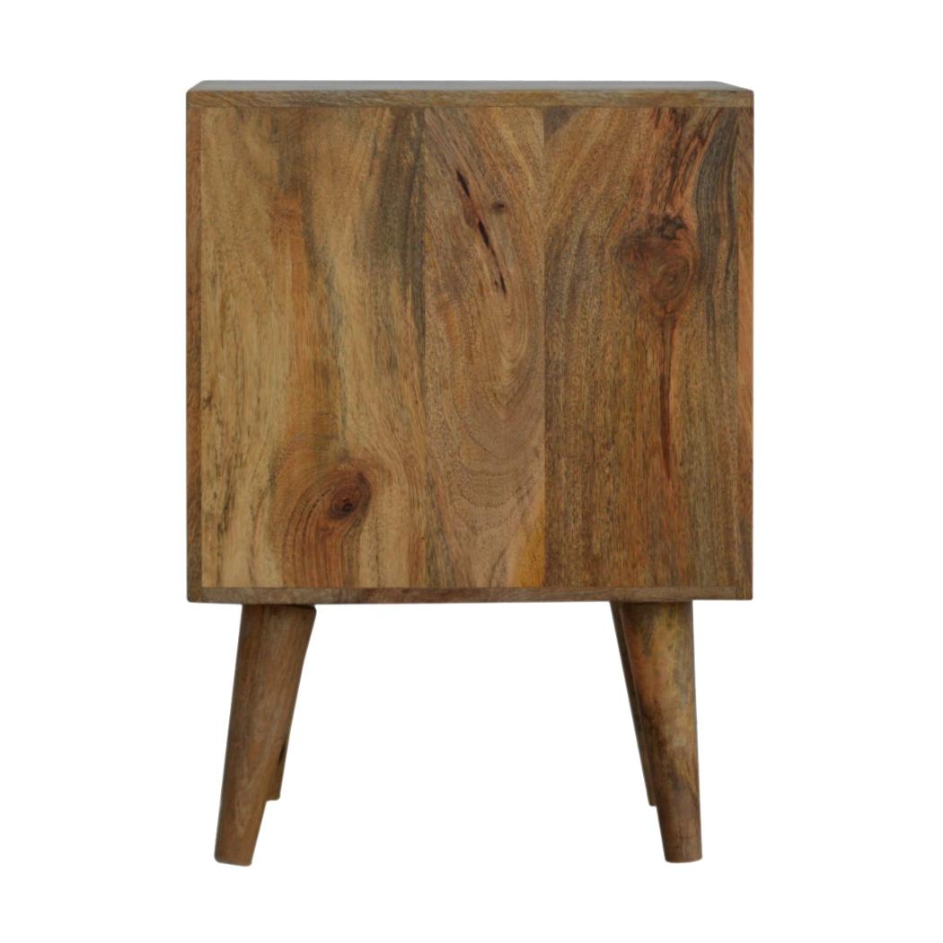 Cube Carved 2 Drawer Bedside Table | Sculptural Detail | Bedroom Storage